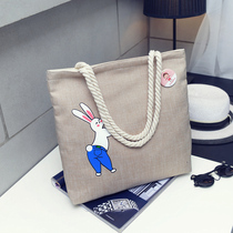 2019 New Korean version of simple Joker White large capacity canvas bag female shoulder leisure Art bag students