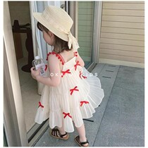 OKAIDI French girls hanging band Skirt Summer 2022 new womens Po Ocean Vest Skirt Children Korean version Princess Leia