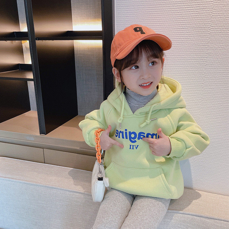 OKAIDI France Children's Korean version of the sea Pie baby Even cap blouses 2021 autumn and winter new girl gush clothing