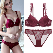 European and American Sexy lace bra suit gathers together red small breasts thin down thick collection of underbaby underwear suit