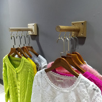 Clothing store adhesive hook womens solid wood shelf wall hanging clothes hook wall hanging display rack single hook wall hanging point hanging