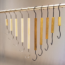 Clothing store S hook long clothes hook adhesive hook rack large S-shaped solid wood clothes hook antique hanger round wood stick S hook