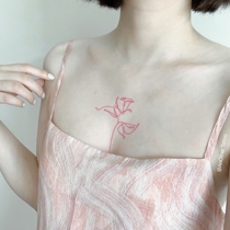 AnOther Tattoo pure desire rose red line rose chest temperament tattoo stickers lasting waterproof buy one get one free