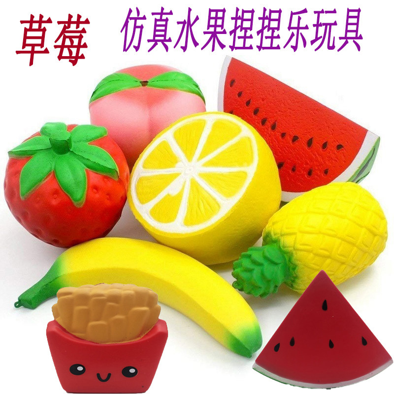 Simulation fruit pu pinch music neutral toy red big strawberry decoration foam slow rebound a little fragrance