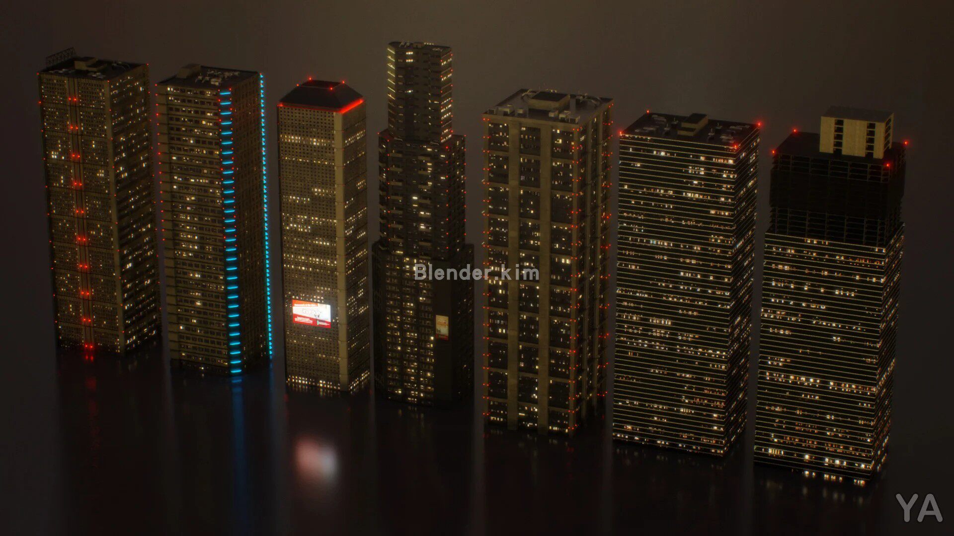 夜景建筑预设 Building Asset Pack 2 (Day & Night) - Blender预设-魔酷网