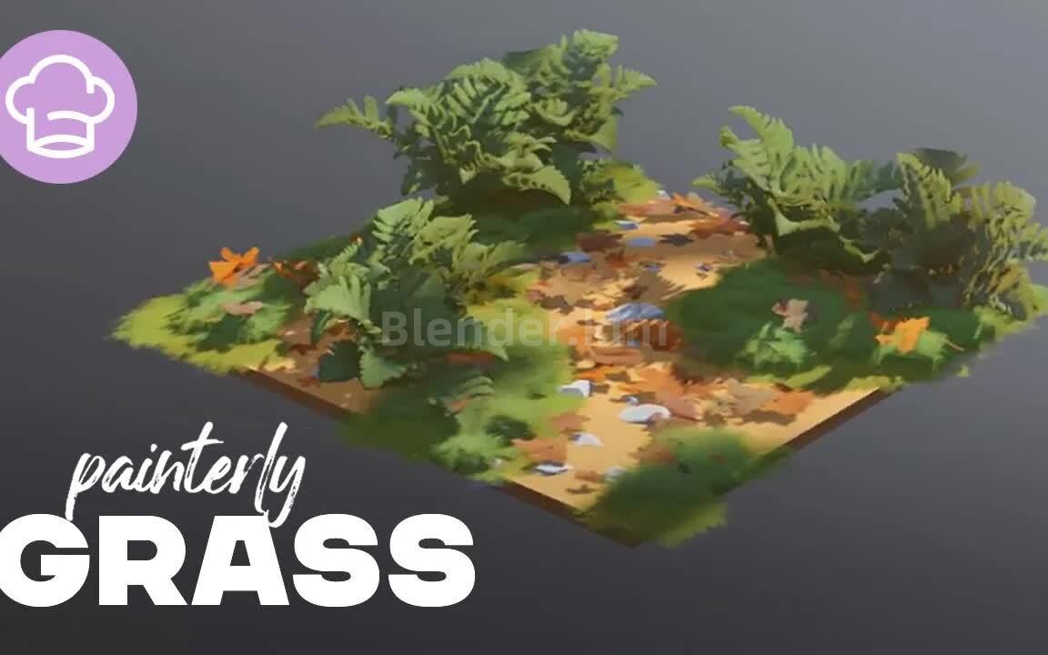 风格化草地绘画预设 CGC Painterly Grass Asset Library - Blender预设-魔酷网