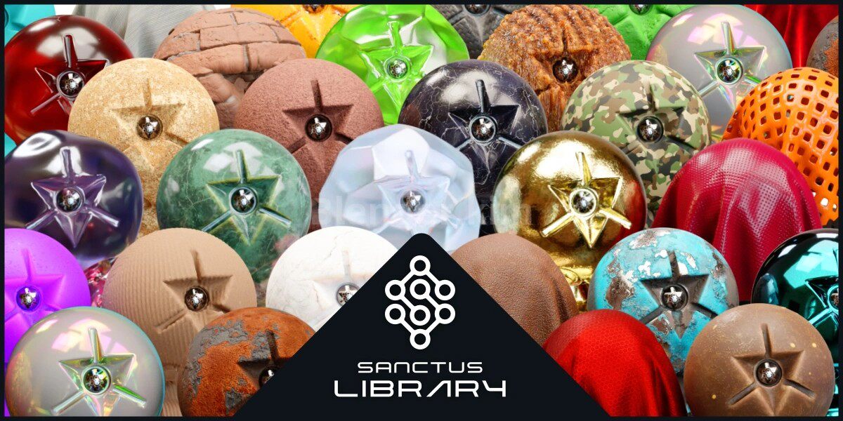 金属布料卡通玻璃石头程序材质预设库 Sanctus Library – Blender预设-魔酷网