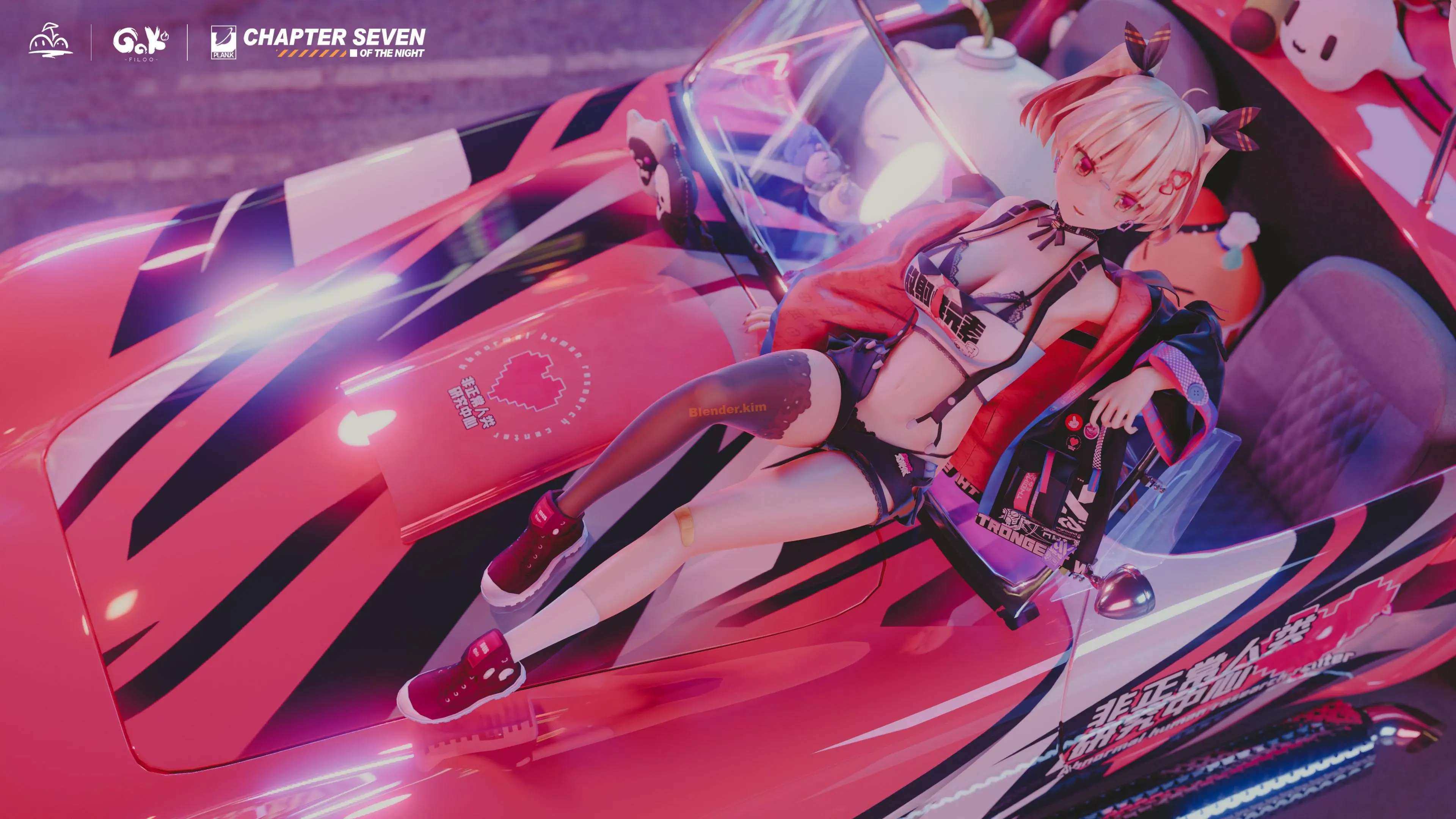 城市汽车少女场景小分享？辣妹基础人物半写实-魔酷网