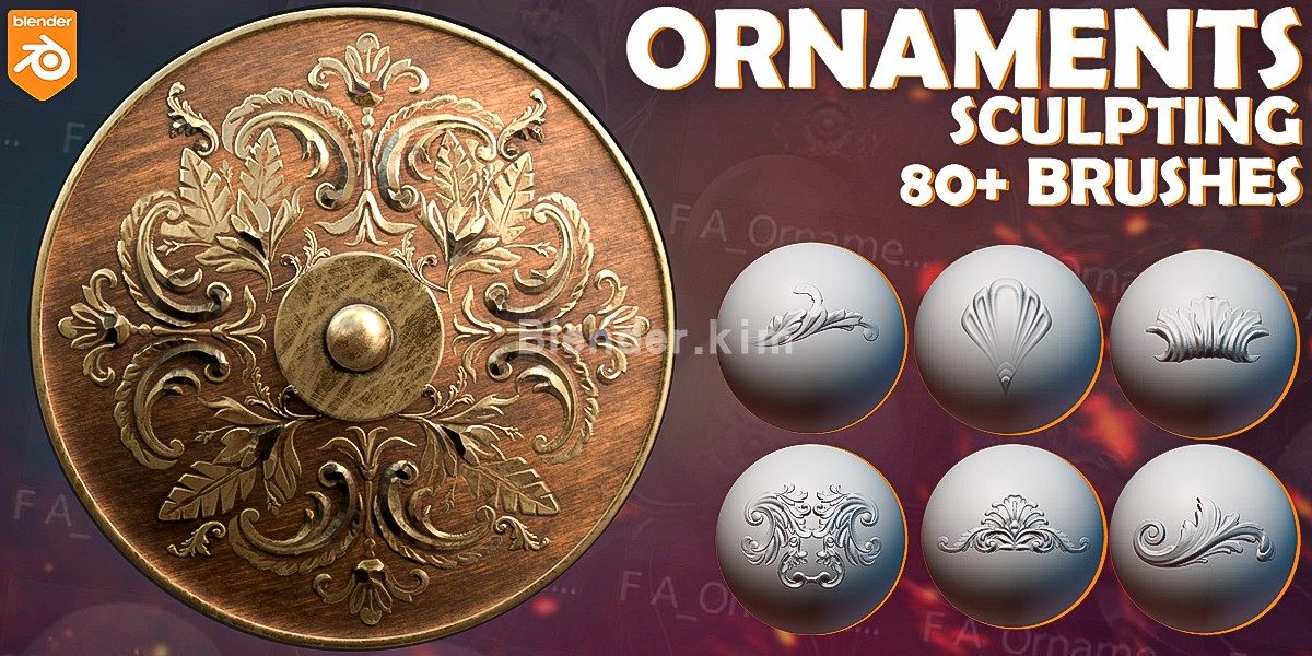 80+ 雕花笔刷 Ornaments Brushes-魔酷网