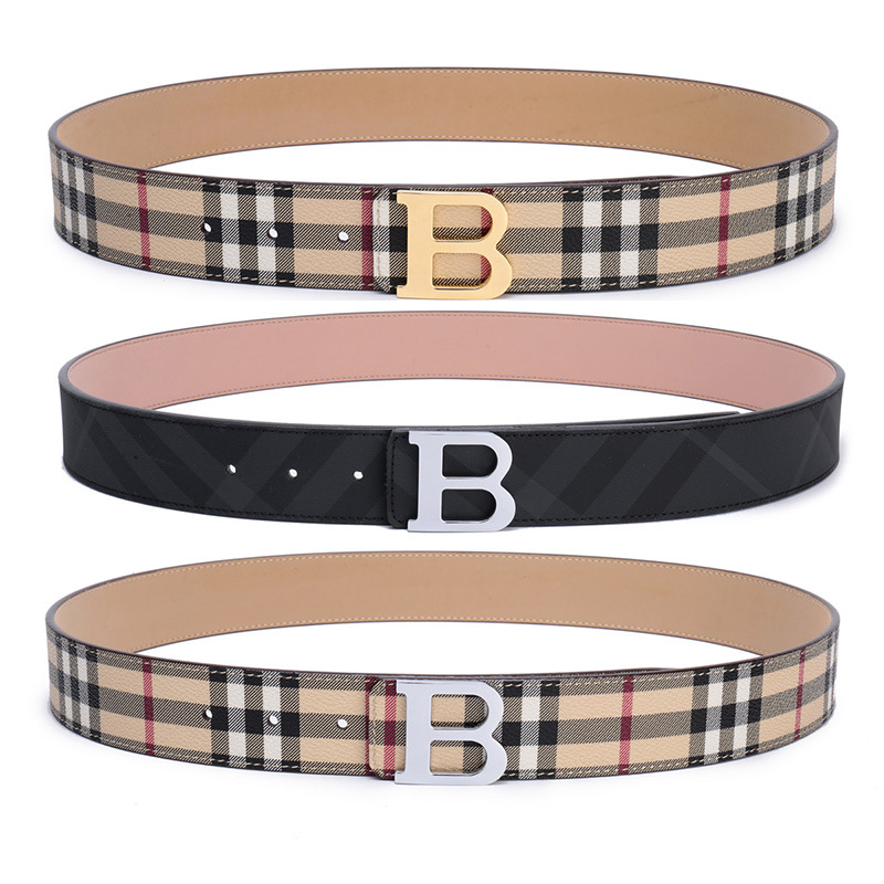 B-Brand Oubali Feila Leather Belt for Men, Genuine Leather, Youth Plaid, Versatile, Middle-Aged Plaid Casual Pants Belt for Women, Trendy B-Brand Oubali Feila Leather Belt for Men, Genuine Leather, Youth Plaid, Versatile, Middle-Aged Plaid Casual Pants Belt for Women, Trendy