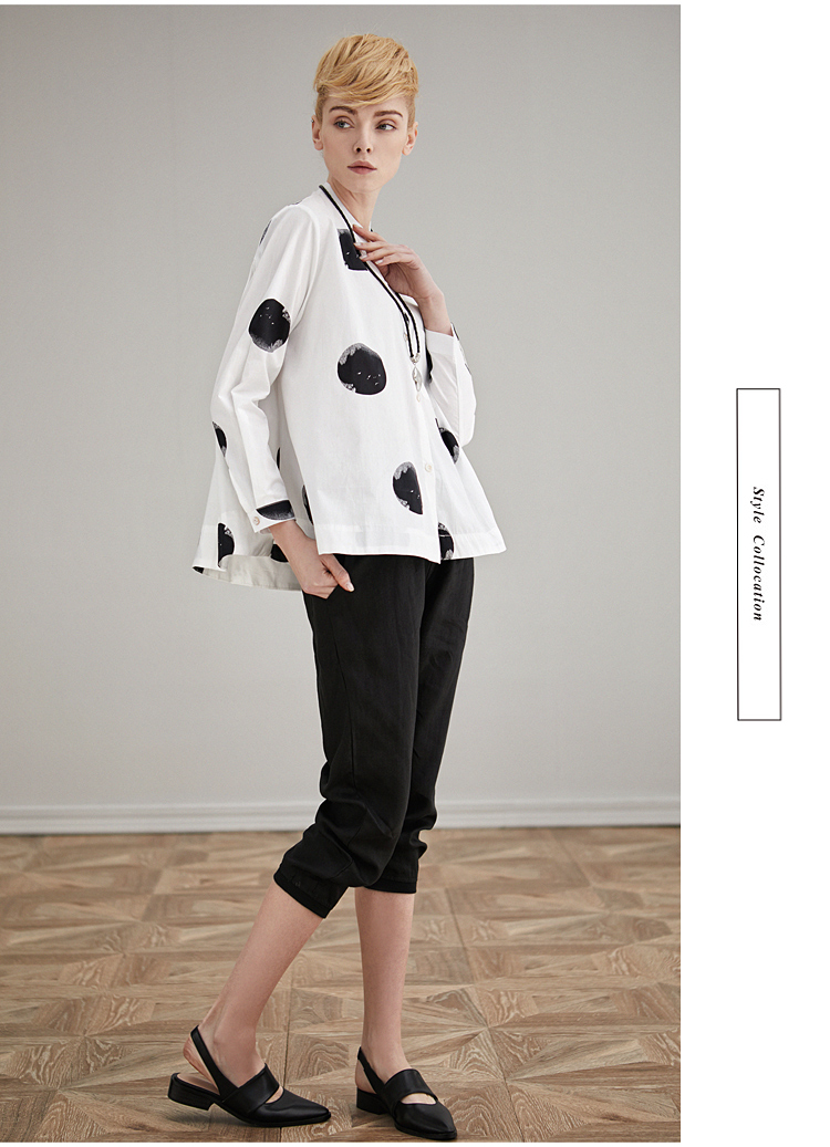 Áo dài châu Âu 2019 mùa xuân mới dành cho nữ Kiểu dáng áo khoác cotton mỏng chấm bi tay dài chấm bi - Áo sơ mi sơ mi cổ vest