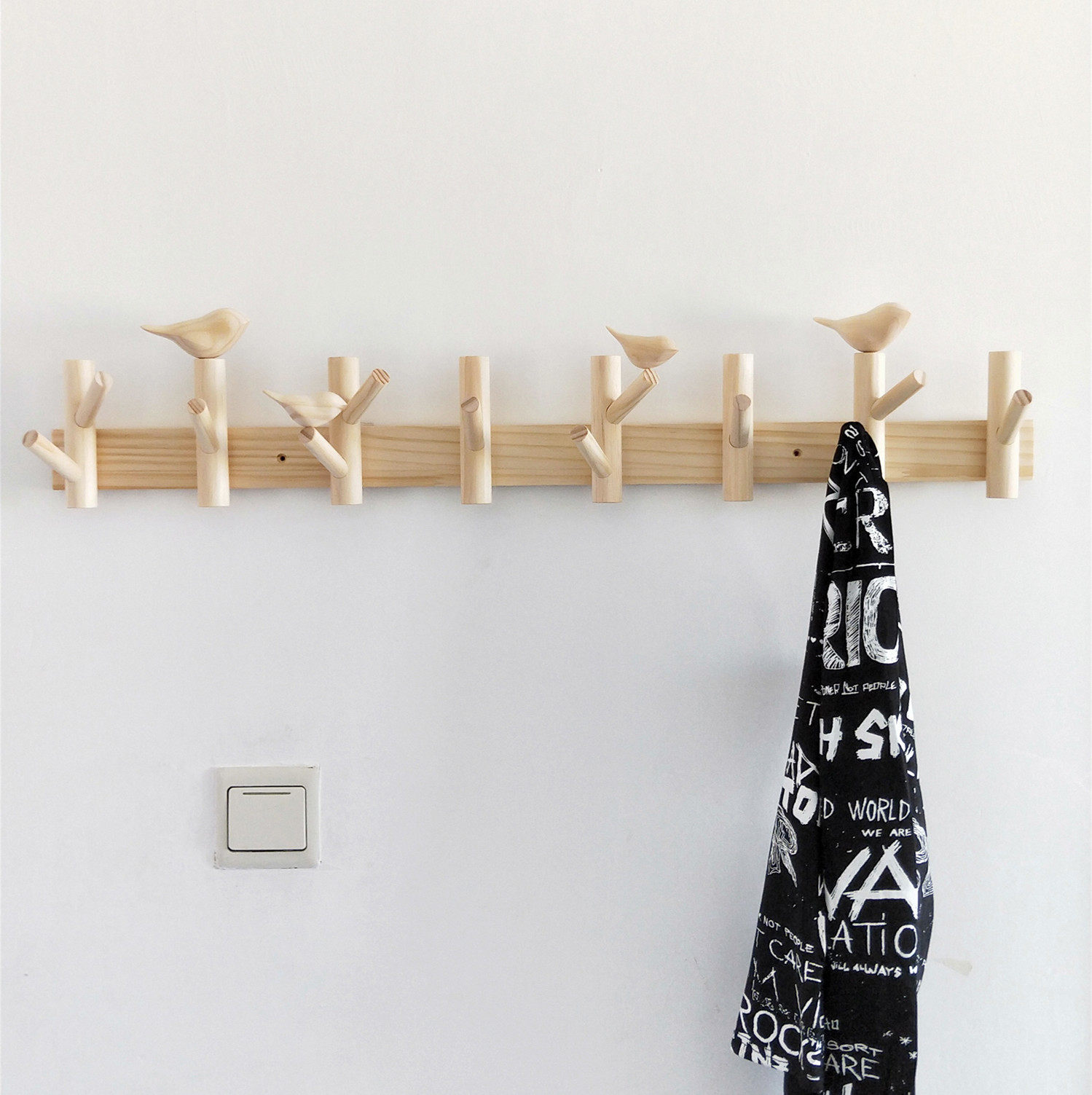 Mountain Riman Artisanal Wooden Hook Small Bird Hanger Living-room Wall Creative Cloister Hood Hook Guest Bedroom Xuanguan wall-hanging