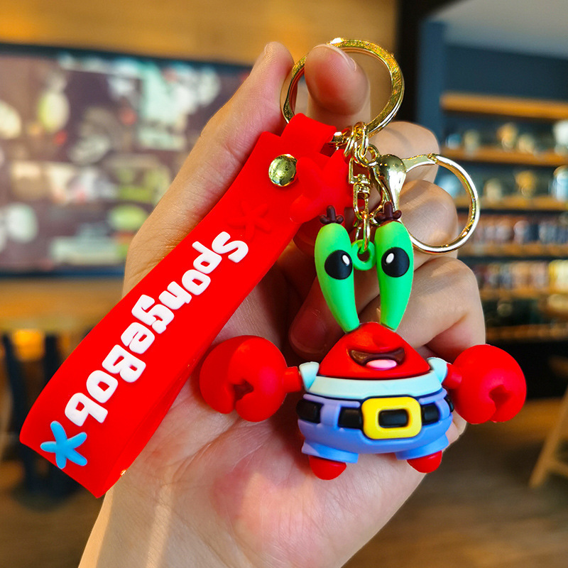 Small Worm Keychain Marine Animal Doll Pendant Squidward Pendant Key Chain Crab Boss Crab School Bag Pendant