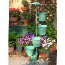 Outdoor Patio Iron Art Retro made of old Little Bird Umbrella flower shelf Five Lions basin Garden Raised Landscaped Gardening decoration