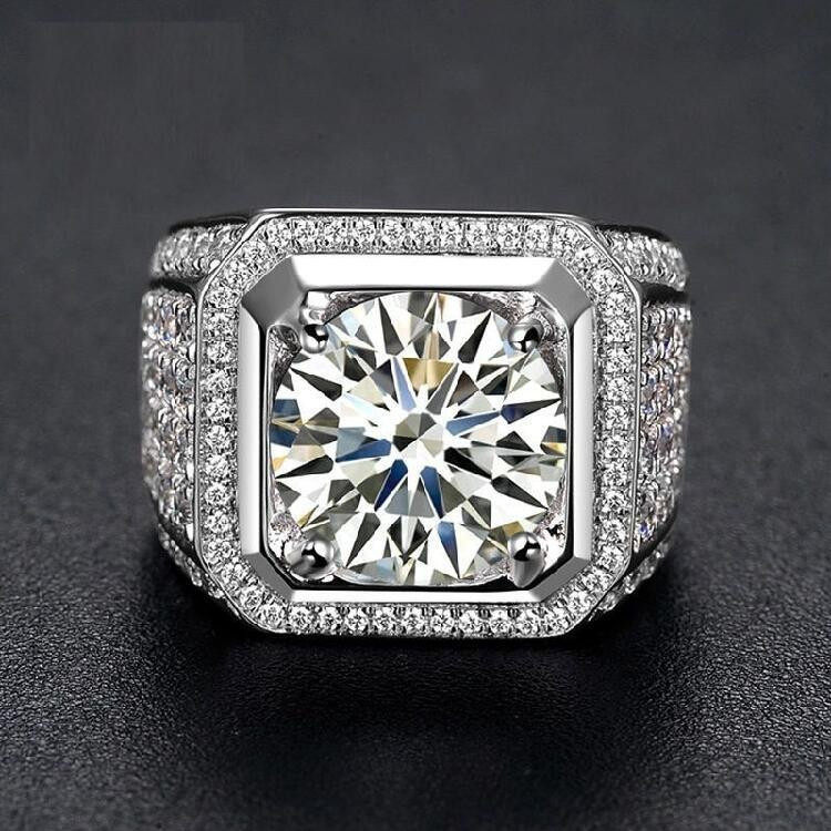 PT950 platinum imported moissanite group full of diamonds men's ring luxury atmosphere classic gypsophila ring 5 carats