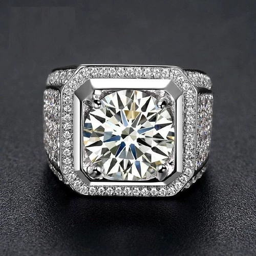 Платиновое импортное классическое кольцо, платина 950 пробы, инкрустировано бриллиантами, 5 карат