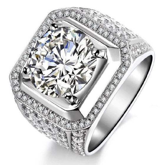 PT950 Platinum Imported Moissanite Group Diamond Men's Ring Luxurious Atmosphere Classic Starry Ring 5 Carats