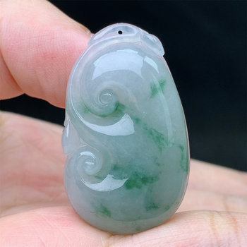 Myanmar a-grade jade ice floating flower jade pendant