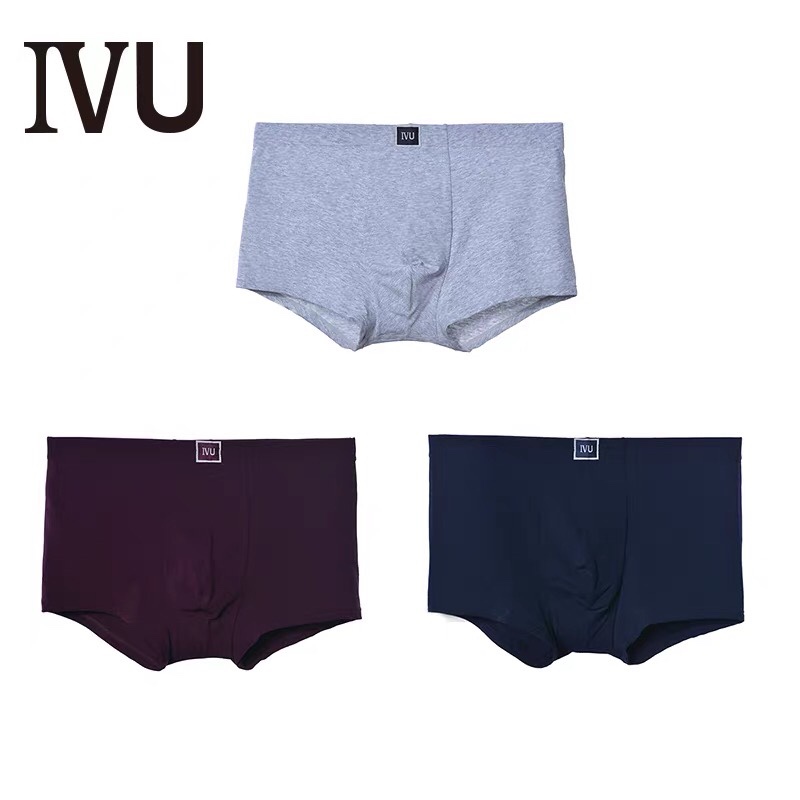 Embry's Ivu Men's Cotton Underwear Combination Three-Pack Comfortable Mid-Waist Boxer Briefs Up0084T