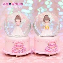 Snowflake Ball special girl kids ins wish spin cartoon glowing unicorn music box 520 crystal ball