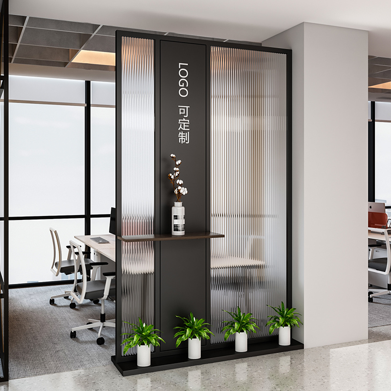 Modern Screen Wrought Iron Office Partition Bezel Glass Beauty Company Entrance Commercial Front Desk Background Fake Wall