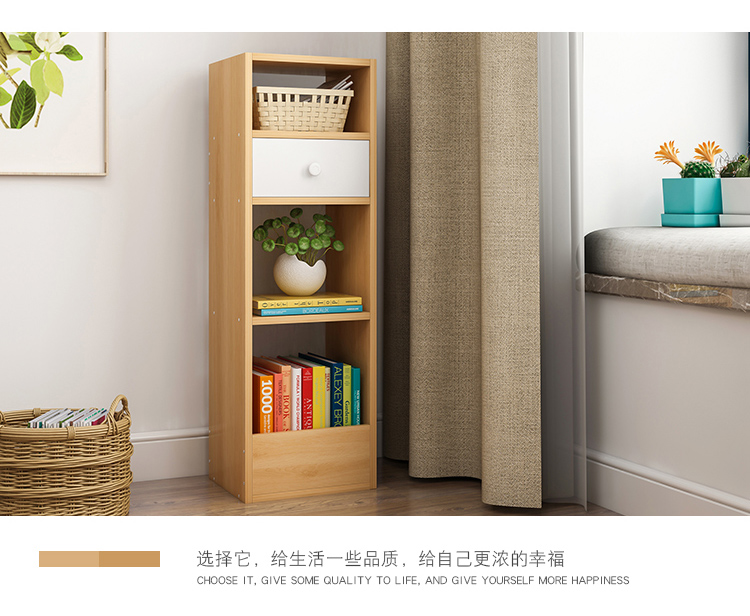 Tủ sách Bắc Âu phòng ngủ đơn giản hiện đại IKEA kệ sàn khe không gian tiết kiệm tủ sách học sinh đơn giản của trẻ em - Kệ kệ gỗ góc tường