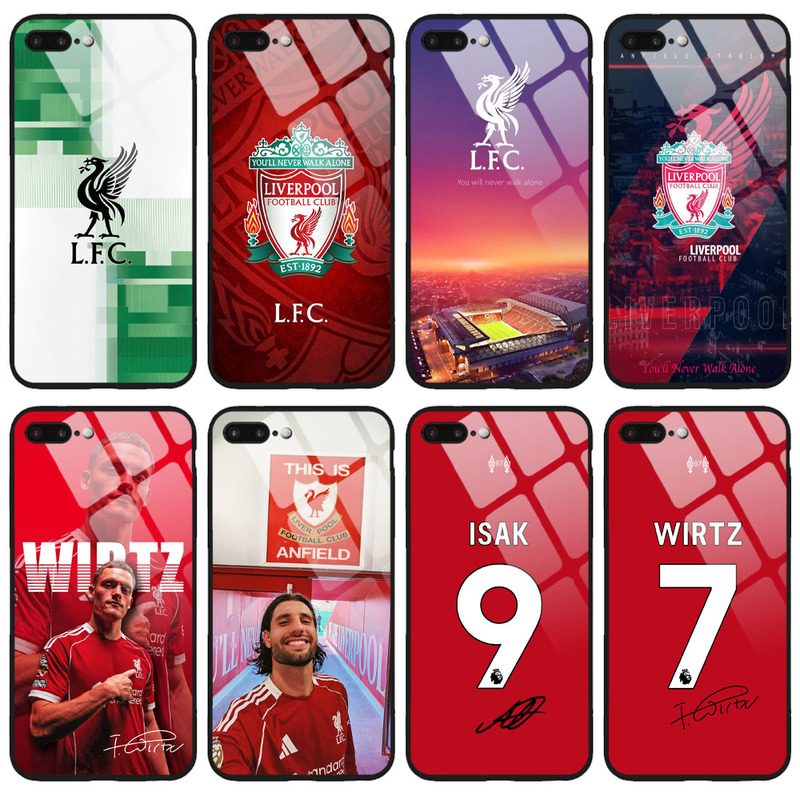 Tempered Glass Liverpool Phone Case Suitable for Huawei, Apple, Samsung, Vivo, Xiaomi, Meizu, Oppo, Oneplus, Redmi, Honor, Salah, Wirtz, Isak, Szoboszlai, and Other Football Stars