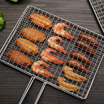 Grilled fish clip, stainless steel grilled fish rack, grilled fish net clip, barbecue net splint, round barbecue appliance, commercial large size