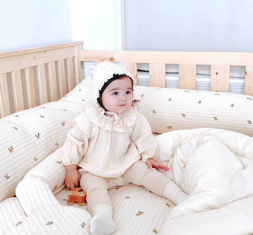 Pure Cotton Quilted Bear Crib Bumper – Safe & Washable - Detail image 4