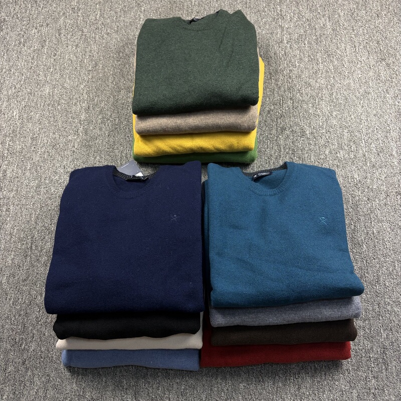 Ying H Men's Lambswool Round Neck 100% Sheep Wool Knitted Sweater