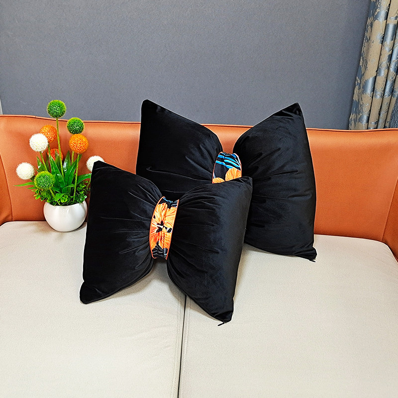 Nordic Light Lavish Silk Suede Black Holding Pillow Waist Pillow Rectangular Waist Cushion Pillow Car Office Nap