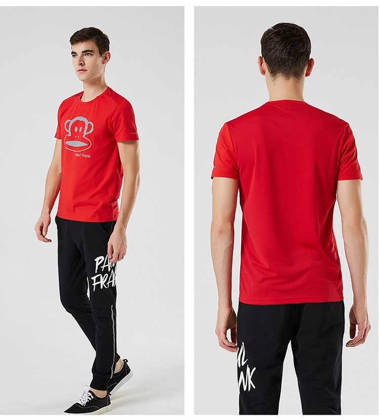 Paul Frank miệng to mùa hè cổ tròn thể thao áo thun ngắn tay nam triều Hàn phiên bản nửa tay áo trẻ trung cotton lỏng - Áo phông thể thao áo ba lỗ nữ the thao