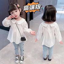 Bubble Cuff Port Wind White Shirt Long Sleeve Early Fall Girl Dress Doll Outside Wearing 2021 New Spring Autumn Ocean Thin