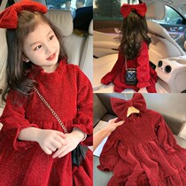 New Years Childrens Dress Dress Ocean Red Winter Winter Princess Dress Winter Festival Han