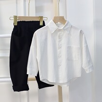 Boy student Bombed Street Certificate in white shirt 2021 Fall new coat Long sleeves Spring and autumn Korean version retro foreign air