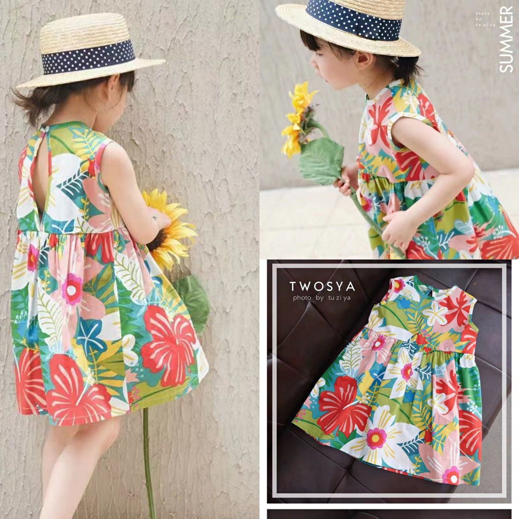 Girl girl dress net red summer dress 2022 new trendy ocean gas green seaside fat loose children princess dress back-Taobao