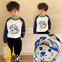 Boy Fried Street T-Shirt Children Long Sleeve Fall Girls Undershirt 2021 New Autumn-style Ocean Gas Easy
