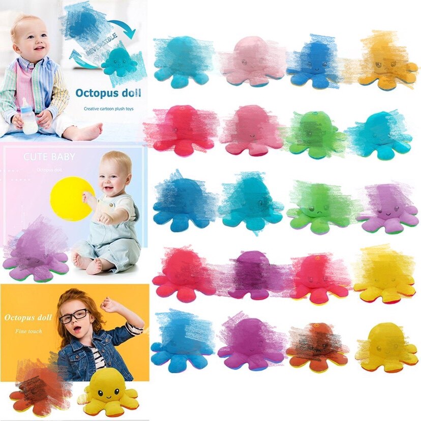 Reversible Flip octopus Plush Stuffed Toy Soft Animal Home