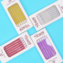 6pcs set Metal Chrome Color Birthday Candles Diy Round Gold -