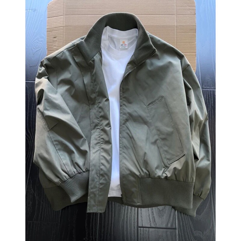 American-Style Flight Jacket for Men, Retro Spring and Autumn Stand-Up Collar Short Loose High-End Workwear Jacket, Windproof Top