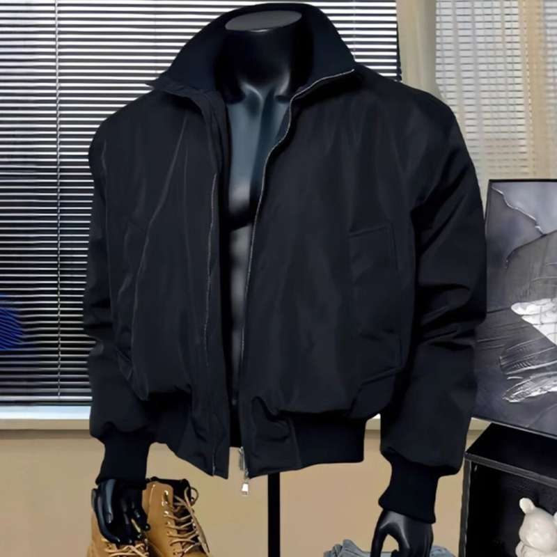 Men's Bomber Jacket with Stand Collar, Spring and Autumn American Style Short Jacket, Workwear Casual Loose Baseball Jacket, Windproof Trench Coat Men's Bomber Jacket with Stand Collar, Spring and Autumn American Style Short Jacket, Workwear Casual Loose Baseball Jacket, Windproof Trench Coat