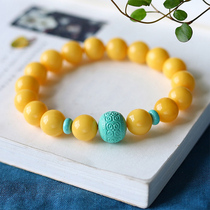 Beeswax amber bracelet turquoise accessories old honey chicken oil yellow single circle womens bracelet elegant simple jewelry accessories