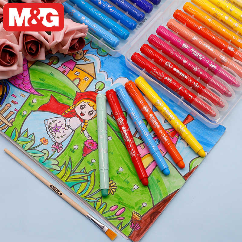 Morning light stationery water soluble colour drawing stick sponge baby washable scrape painting wax pen oil paintbrush eco-friendly safety 1