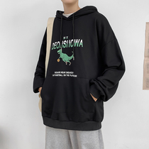 Hong Kong wind ins trend hooded plus velvet sweater mens autumn and winter wild jacket mens loose bf lazy wind top