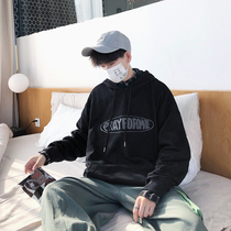 Youth loose plus velvet clothes mens tide hooded new trend student hoodie men autumn and winter thick coat