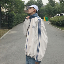 Hong Kong style loose all-match jacket Male ins spring and autumn handsome casual sports jacket Harajuku style BF student tide brand