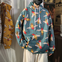 Hooded sweater men plus velvet thickened autumn and winter New ins harbor style loose hoodie student wild handsome top