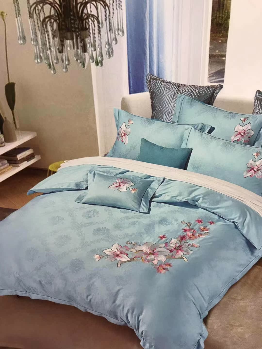 Cao cấp 60S bông satin thêu denim - Bộ đồ giường bốn mảnh chăn ga gối đệm