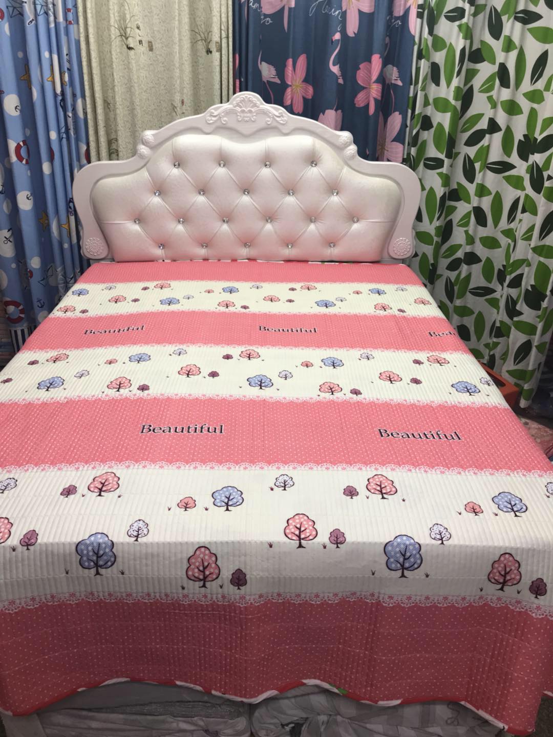 Dongdong vải 1985 giường đôi cover bí mật quilting mật độ cao rửa vải trải giường không có khả năng bóng không phai