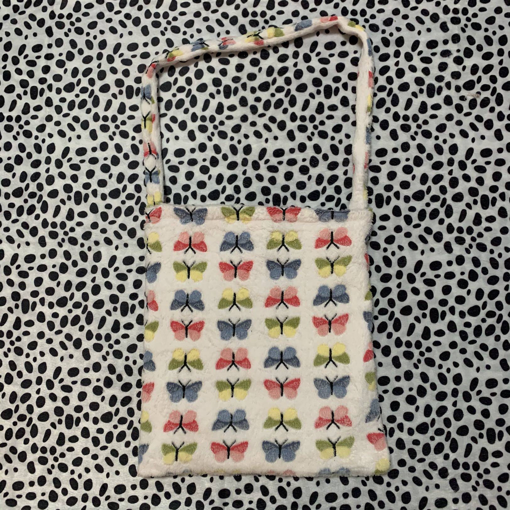 Homemade butterfly printed single shoulder diagonal satchel small square bag plush suede satchel for autumn and winter